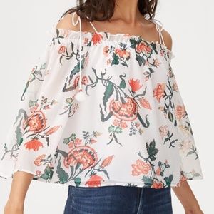 Club Monaco White Floral Print Janou Blouse Size S